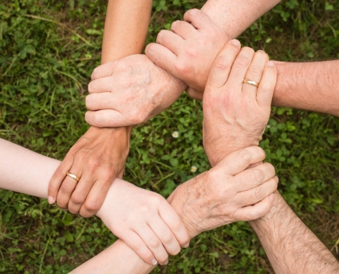 Linked hands